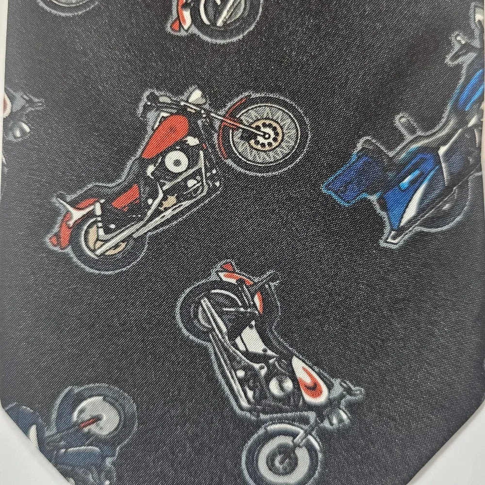 Parquet Necktie Motorcycle Novelty Print Mens Fashion‎ Accessory